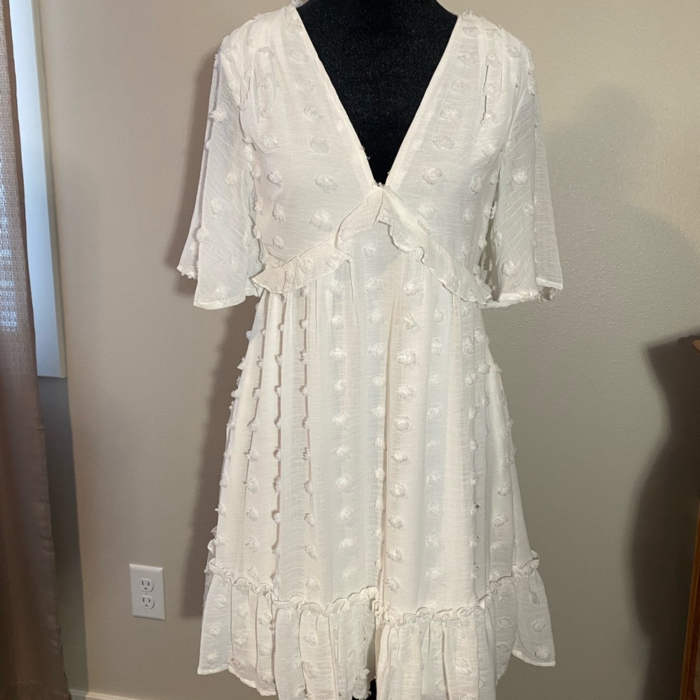 Listicle Cream Textured Mini Dress